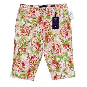 Gloria Vanderbilt Amanda Classic‎ Fit Capri Jeans Pink Floral Slimmer 18W NEW
